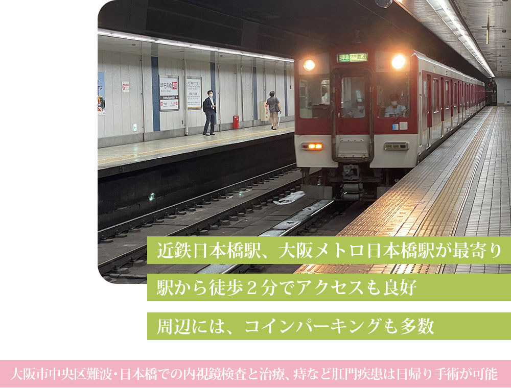 やまぐちクリニックは、近鉄日本橋駅から徒歩２分の立地